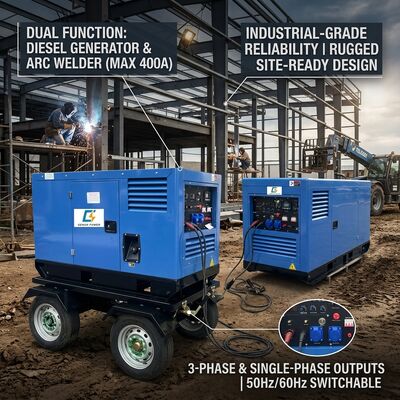 Rodas de chassi móvel 450A máquina de soldagem Mig DC 500Amps gerador de soldagem diesel com alimentador de fio