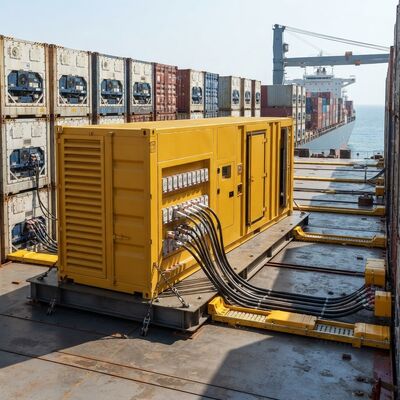 Grupo motor gerador para navios frigoríficos 20 unidades Tomadas para contêineres refrigerados gerador 350 kW Grupo motor gerador a diesel tipo marítimo para contêineres refrigerados